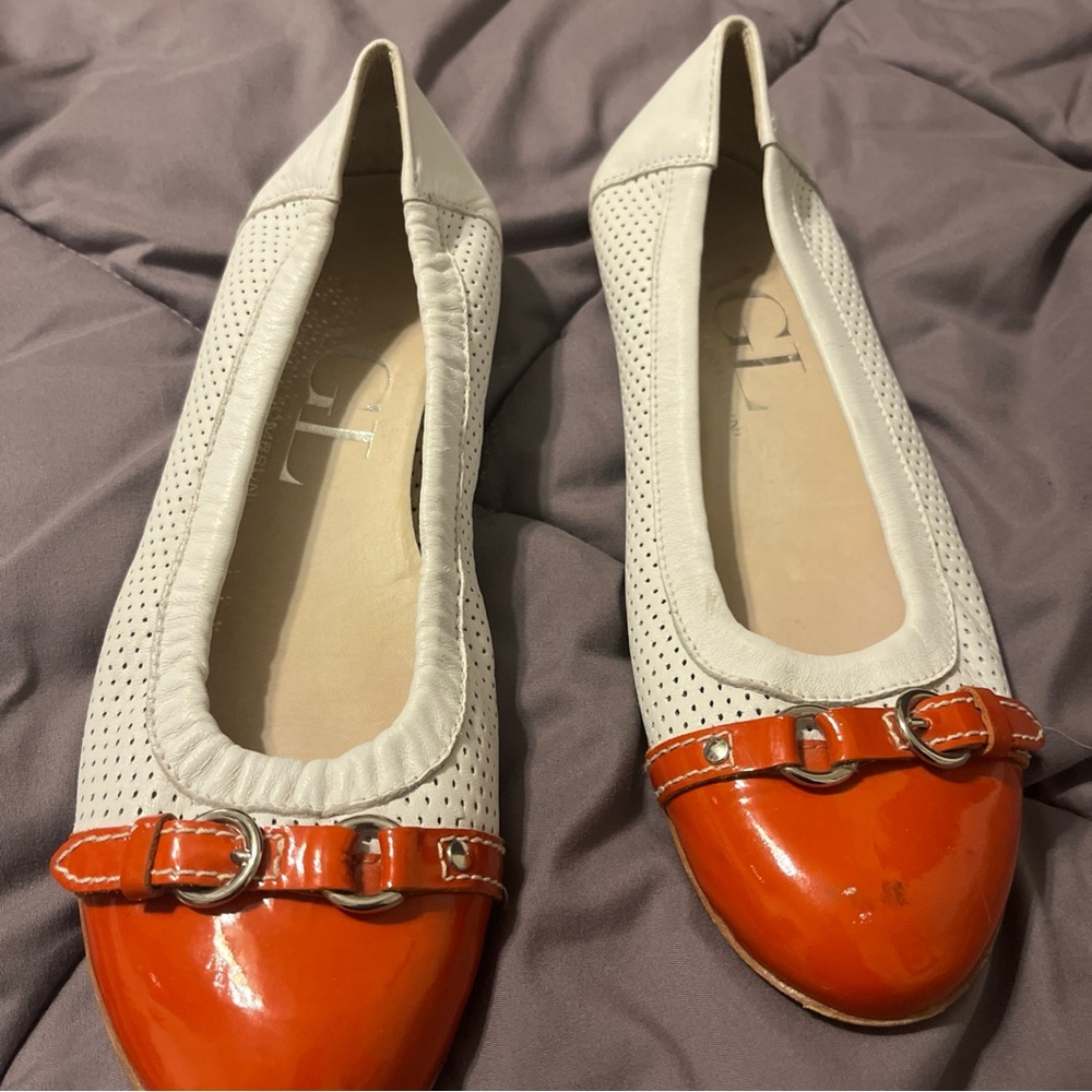 AGL Orange and White Flats. Ballet shoes .  Size 38